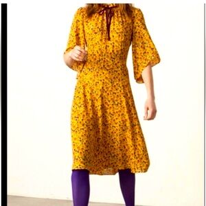 Donna Morgan Yellow Floral Asymmetrical Dress